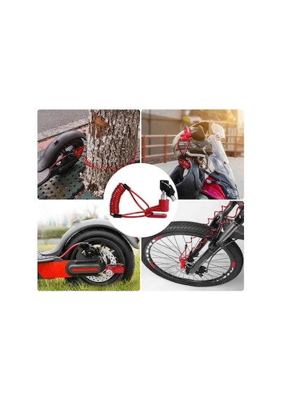 2'li Güvenlik Seti Disk Kilidi + Spiral Çelik Halat Scooter Bisiklet Motosiklet İçin Üstün Koru Diğer