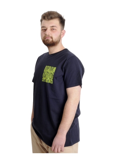 Mode Xl Büyük Beden Erkek T-Shirt Outsıde 23106 Lacivert 001