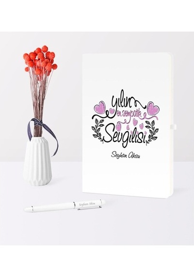 Kişiye Özel Yılın En Sempatik Sevgilisi Temalı Beyaz Defter Kalem