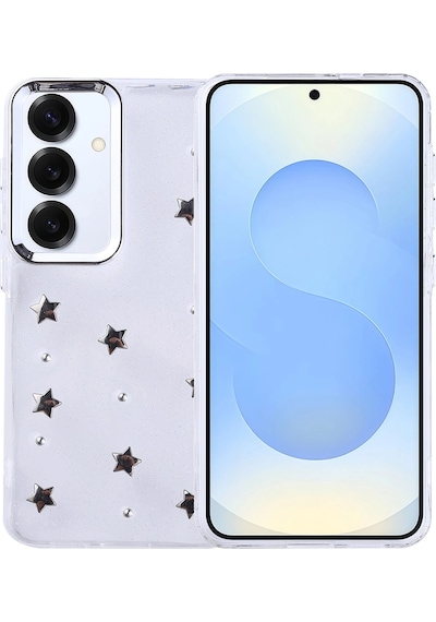 Samsung Uyumlu Galaxy S24 Plus Kılıf Airbag Tasarımlı Simli Şeffaf Zore Kutup Kapak Yıldız