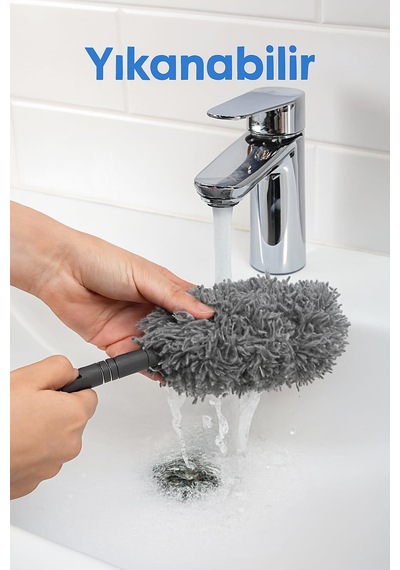 Nobera 3 Başlıklı Uzun Saplı Mikrofiber Temizlik Seti Yüksek Ve Dar Alanlar Için Ideal