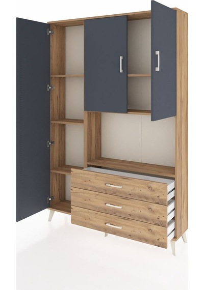Arges Dolap 6 Raflı 3 Çekmeceli 3 Kapaklı 132x30x195 Çam-antrasit/çam Antrasıt/atlas Çam Arges Dolap 6 Raflı 3 Çekmeceli 3 Kapaklı 132x30x195 Çam-antrasit/çam Antrasıt/atlas Çam