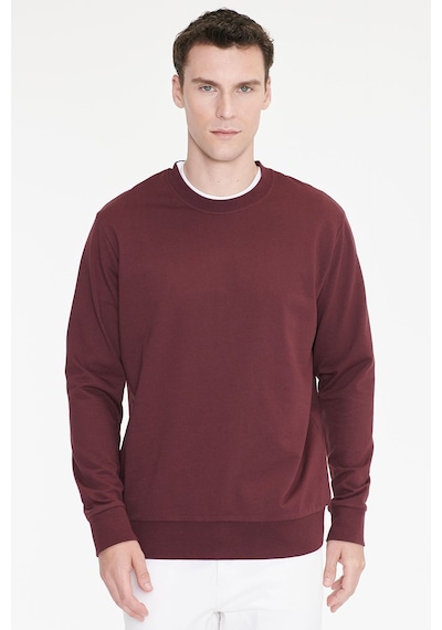 Ac&Co / Altınyıldız Classics Erkek Bordo Pamuklu Standart Fit Normal Kesim 2 İplik Bisiklet Yaka Sweatshirt