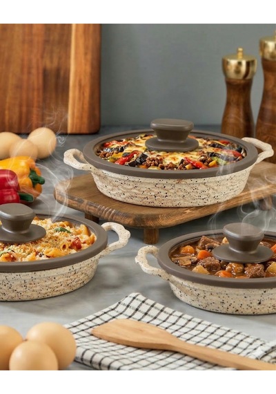 İnci Döküm 18-20-22 Cm Sahan Set Siyah Gümüş