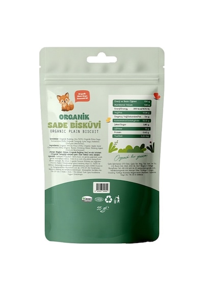 Ots Organik Sade Bisküvi 55 Gr Organik Sertifikalı, Pestisit Analizli 55 G