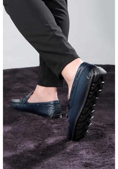 Borde Hakiki Deri Erkek Günlük Ayakkabı, Loafer Ayakkabı, Hafif Ayakkabı