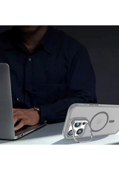 Samsung Galaxy S24 Kılıf Armor Seri Magsafe Uyumlu Stand Özellikli Kamera Lensli Kapak Derin Mor