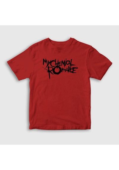 Presmono Unisex Çocuk Logo My Chemical Romance T-shirt Kırmızı