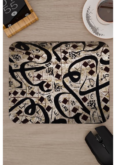 Kaligrafi Kaymaz Dikişli Kauçuk Oyuncu Mousepad V4 - 22x18 Gaming Mouse Pad Fare Altlığı