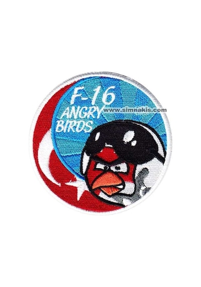 F-16 F16 Filo Angry Biros Nakış Işleme Arma Peç 9X9 Cm Çok Renkli