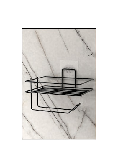 Buççin Online Mağaza Yapışkanlı Tuvalet Kağıtlığı Tutacağı Askısı Siyah Metal Tuvalet Kağıtlı Yedekli Wc Kağıtlık Raf Met Çok Renkli