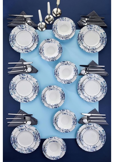 Bellune 24 Parça Porselen Yemek Takımı, Lacivert, Ckr4802 Diğer