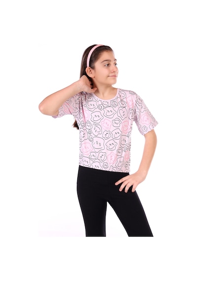 Toontoy Kids Toontoy Kız Çocuk Komple Gülen Yüz Baskılı Tişört Açık Lila