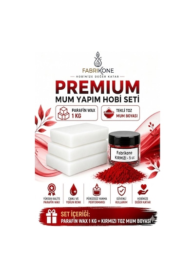 Premium Mum Yapım Hobi Seti - Parafin Wax 1 Kg - Tekli Toz Mum Boyası - Kırmızı Bkfabpw1kg1k Karışık