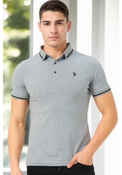 T9586 Dewberry Erkek Polo Yaka T-shırt-gri