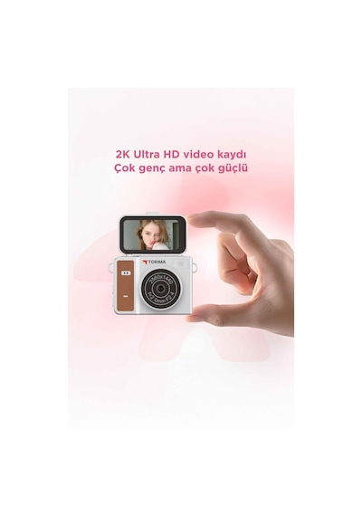 Mini Dijital Kamera 2k Flip Ekranlı Selfie Video Vlog Kamerası Cmr46 Kahverengi