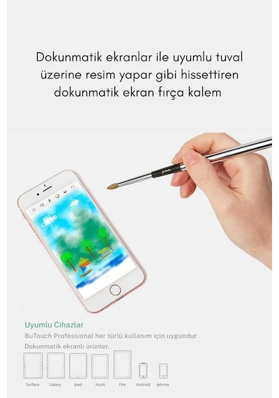 Dijital Resim Fırçası - İpad Ve Tüm Tabletlerle Uyumlu - Gerçek Fırça Dokunuşu İle Sanat Ekranda