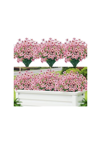12li Set Yapay Çiçek Sazlı Mine Pembe Renk 5 Dallı 33cm