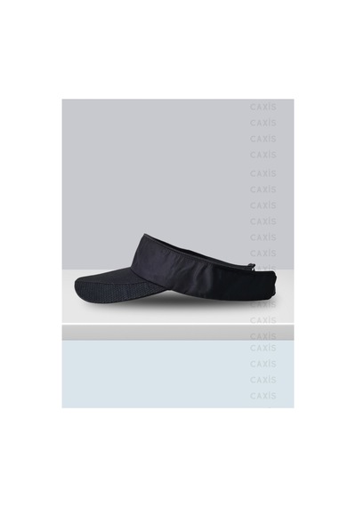 Caxis Su Geçirmez Unisex Fermuarlı Mikron Kumaş Spor Kep - Vizör Spor Şapka Siyah