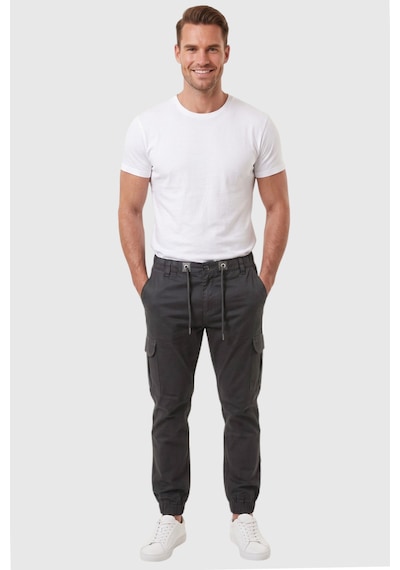Deepsea Erkek Slim Fit Likralı Füme Kargo Cepli Jogger Pantolon İpli Bel Lastikli Paça 2600589