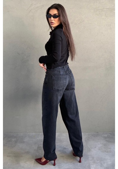 Antrasit %100pamuklu Geniş Paça Kadın Wide Leg Jean Mg2623 Antrasit