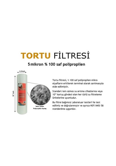 Su Arıtma Cihazı 5 Micron Sediment Tortu Filtre Kartuşu 10 Inç (483664564)