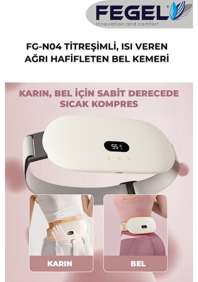 FG-N04 Akıllı Isıtmalı ve Titreşimli Bel - Karın Masaj Kemeri - Pembe