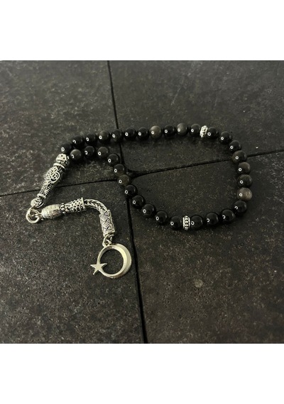 Sertifikalı Obsidyen 6mm 33lük Doğal Taş Tesbih