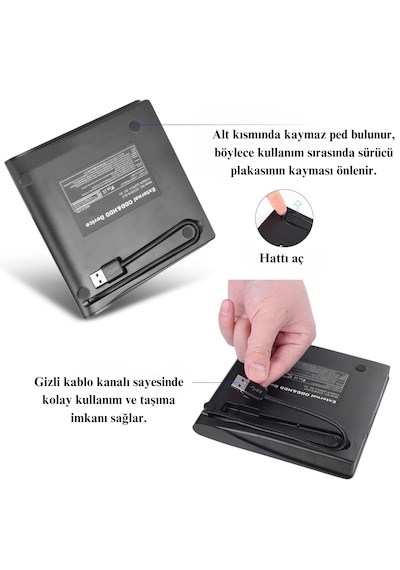 Harici Usb 3.0 Dvd Rw Sürücü Tak Çalıştır Windows Mac Uyumlu