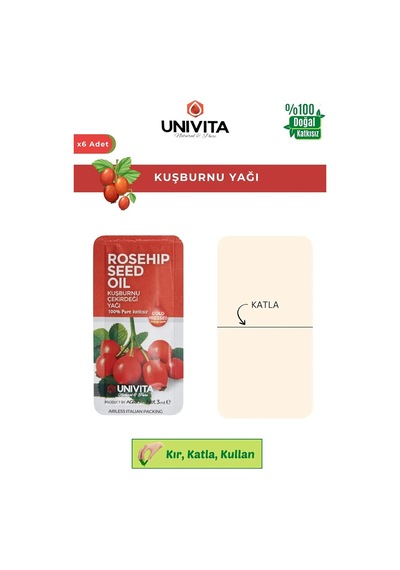 %100 Doğal Soğuk Sıkım Kuşburnu Çekirdeği Yağı - Rosehip Seed Oil 3 Ml X 6 Adet Diğer