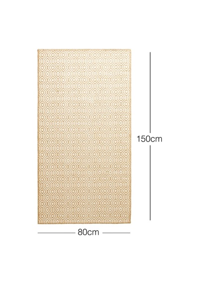 Ocean Home Textile Ekru Renk Karo Desenli Jüt Halı Kilim 80 X 150 Cm