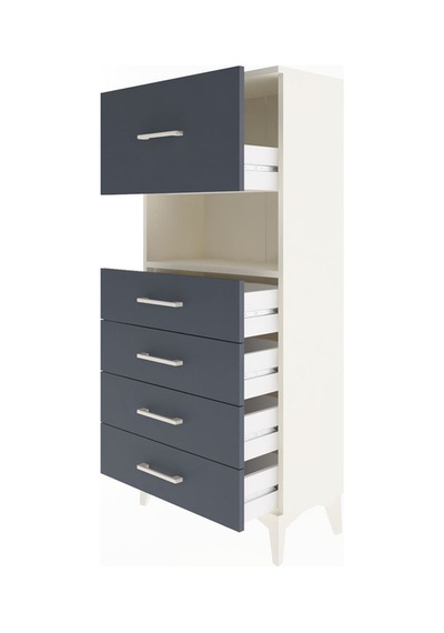 Arges Dolap Tek Raflı 5 Çekmeceli 60x30x134 Aytaşı-antrasit Aytaşı