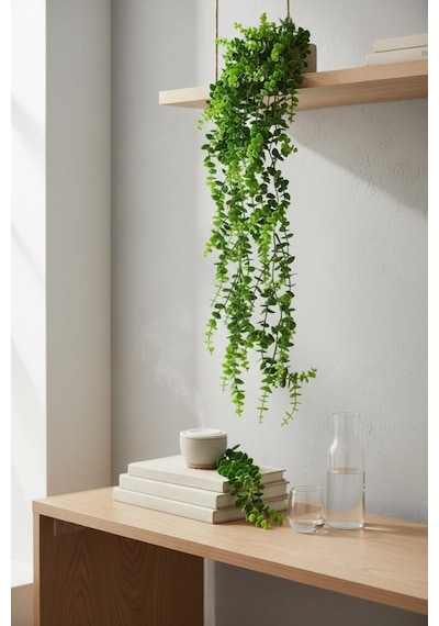 Yapay Çiçek Sarkan Okaliptus Şimşir Yapay Sarmaşık Sarkan Çiçek 90cm Yeşil