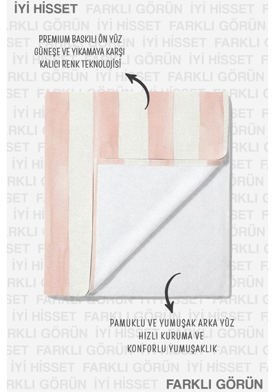 Karpuz Temalı Çizgili Plaj Havlusu-tropikal Pastel Modern Havuz Deniz Hızlı Kuruyan Mikrofiber Havlu Sisli Şafak