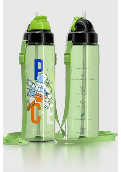 Renga Migo Desenli 630 Ml Askılı Pipetli Tritan Çocuk Matara 912143 Yeşil Yeşil