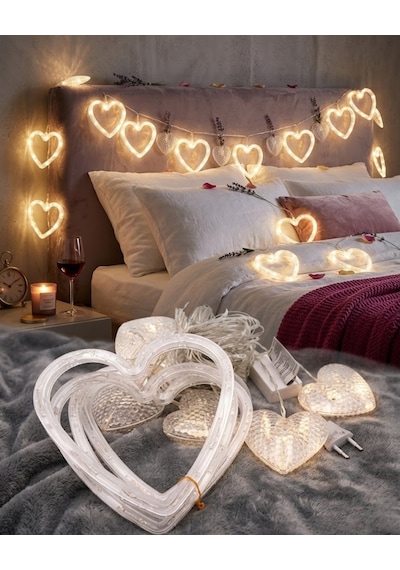 Kalp Şeklinde Led Neon Işık Dekoratif Romantik Oda Ve Duvar Lambası Sarı