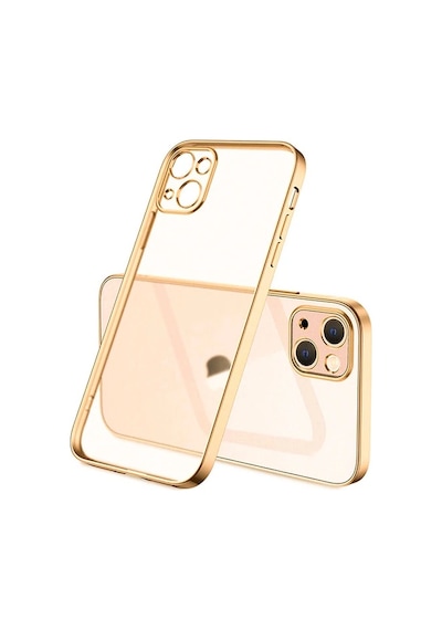 Apple iPhone Uyumlu 13 Mini Renkli Kenar Şeffaf Kılıf Kamera Korumalı Silikon Kılıf- 5775 Mor