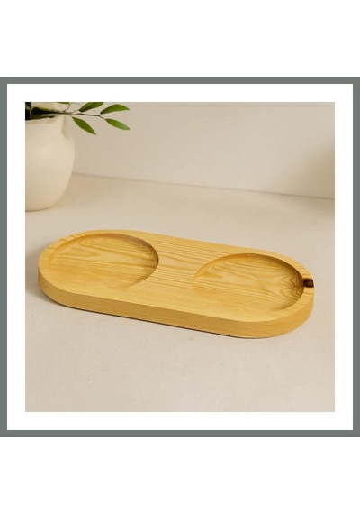 Bezos Ahşap 2 Bölmeli Oval Yağdanlık Altlık 27x12,5 Cm Mmbz Çok Renkli