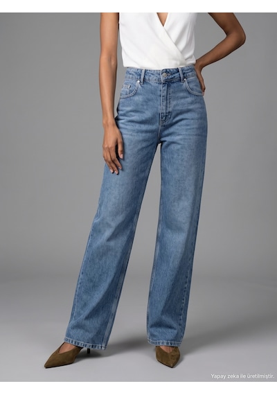 Dilvin 72356 Tencel Wideleg Denim-mavi