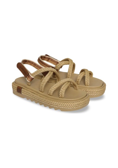 Bohonomad Tahiti Mid Platform Kadın Sandalet - Bej