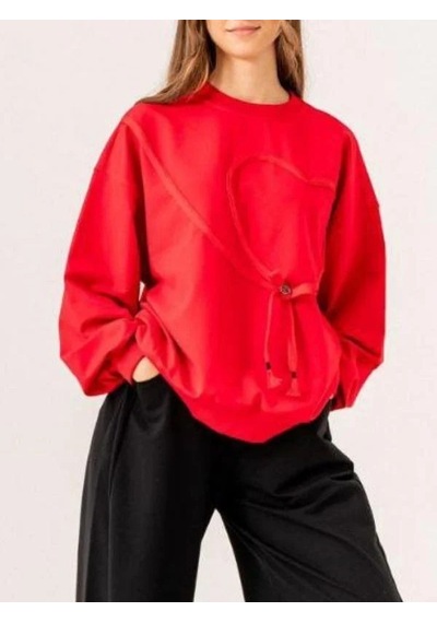 Kız Çocuk Ekstrafor Kalp Detaylı Tasarım Sweatshirt-14225 Siyah