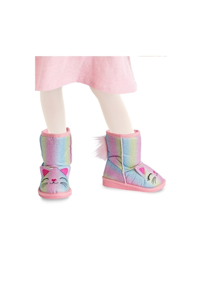 Denokids Kedi Renkli Simli Kız Çocuk Bot Pembe