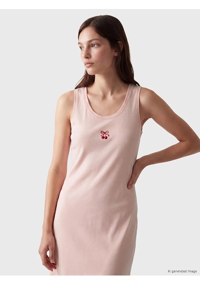 Lc Waikiki Pembe Bisiklet Yaka Baskılı Kadın Gecelik