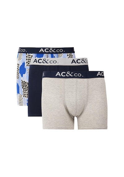 Ac&Co / Altınyıldız Classics Pamuklu Esnek Desenli Erkek 3'Lü Boxer Lacivert - Gri