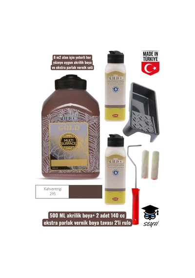 500 Ml Multi Surface Akrilik Boya 2 Adet 140 Ml Parlak Vernik Seti Mobilya Dolap Boyama Seti Tavalı 0000 Naturel