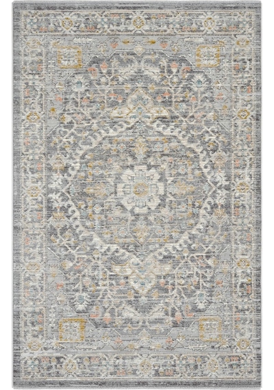 Cool Halı Zaraf Açık Gri Klasik Göbekli Etnik Desen Vintage Halı Oturma Odası Salon İnce Yazlık Halı