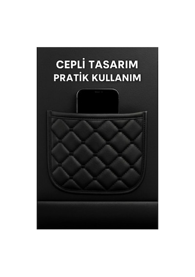 Suni Deri Oto Koltuk Minderi Silinebilir Leke Tutmaz Kapitone 2'li Siyah
