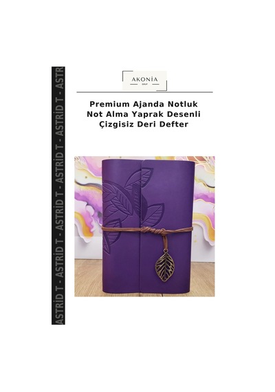 Premium Ajanda Notluk Not Alma Yaprak Desenli Çizgisiz Deri Defter Çok Renkli