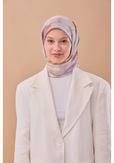 Silk Home Olinda İpek Eşarp 47004-02 Gri, Taba, Lila, Yeşil