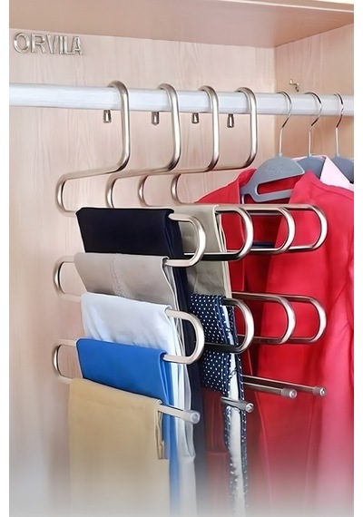 5 Bölmeli Metal Elbise Askısı - Giysi Pantalon Eşarp Fular Kıyafet Gardrop Düzenleyici Organizer Met Diğer